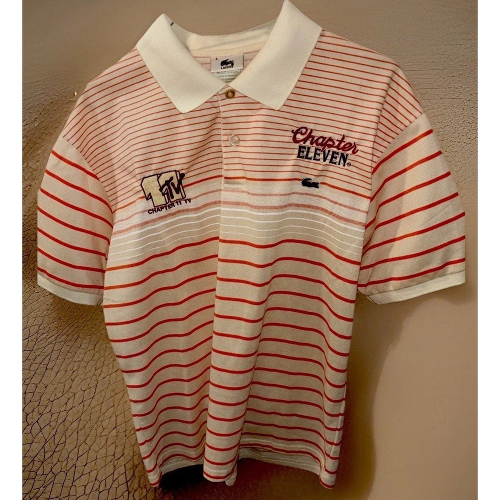 Vtg "Made in France" Lacoste Embroidered Chapter Eleven / MTV polo shirt Surf M